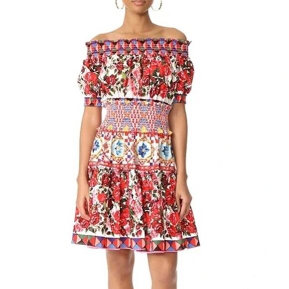 Luxe StyleKeepers Off The Shoulder Floral Mini Dress Women's Large Smocked NWT - Picture 1 of 8